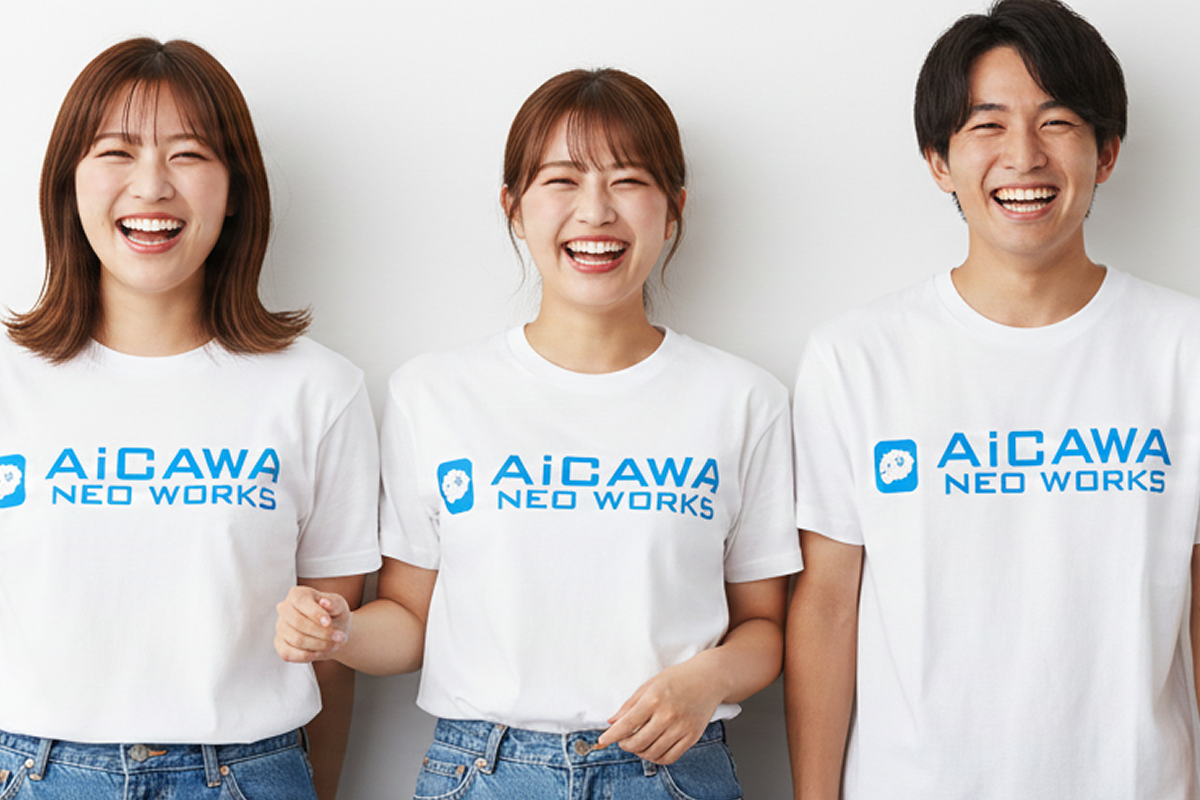 完成したオリジナルプリントTシャツを着用している様子